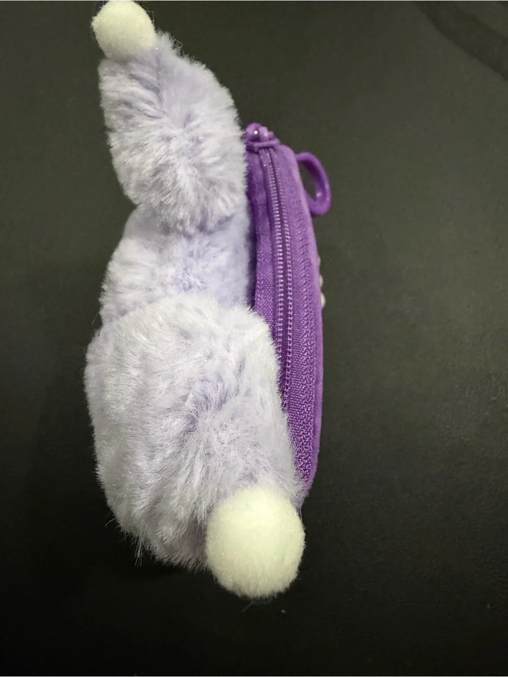 Sanrio Lavender Purple Plush Cat Coin Purse Keychain with Pearl Strap